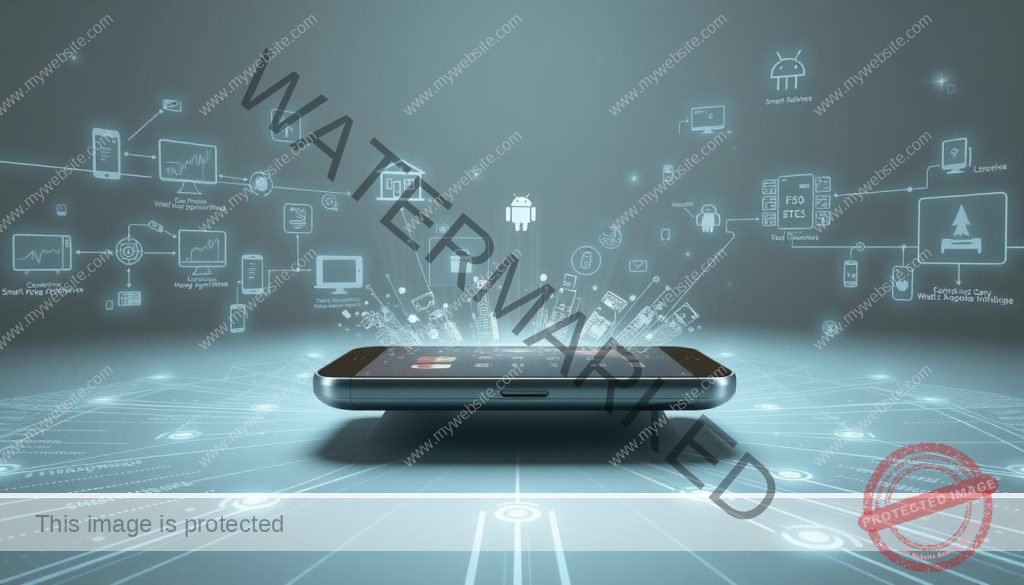 A sleek, modern Android device with a seamless interface, surrounded by various interconnected systems and data streams. The device is showcased in a well-lit, minimalist setting, emphasizing its clean design and advanced connectivity. Holographic projections and dynamic visualizations illustrate the smooth integration between the Android platform and a range of compatible devices, from smart home appliances to wearables. The overall atmosphere conveys a sense of technological sophistication and the effortless convergence of digital ecosystems. A sleek, modern Android device with a seamless interface, surrounded by various interconnected systems and data streams. The device is showcased in a well-lit, minimalist setting, emphasizing its clean design and advanced connectivity. Holographic projections and dynamic visualizations illustrate the smooth integration between the Android platform and a range of compatible devices, from smart home appliances to wearables. The overall atmosphere conveys a sense of technological sophistication and the effortless convergence of digital ecosystems.